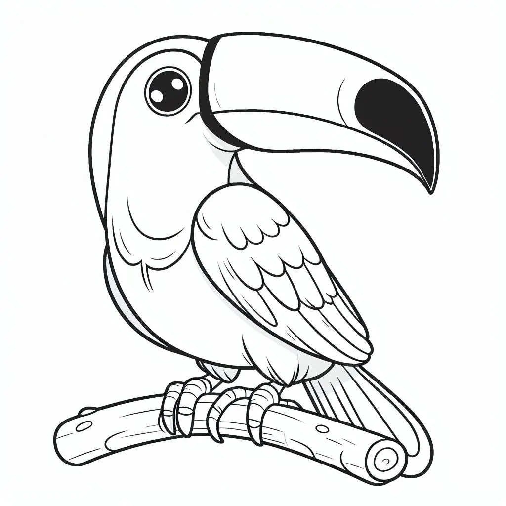 Toucan Bird on Branch 🐦🌳 Coloring Page