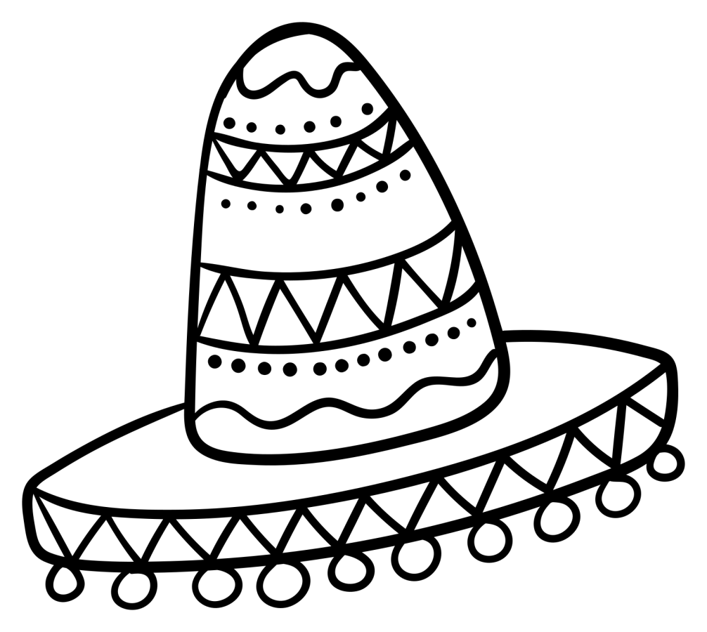 Traditional Mexican Sombrero with Colorful Patterns 🧢🌮🎉 Coloring Page