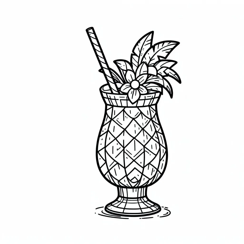 Tropical Drink 🍹🌴🥥 Coloring Page