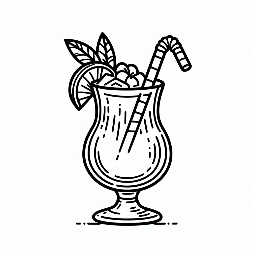 Tropical Drink 🍹🌴🥥 Coloring Page