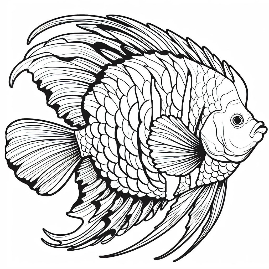Coloring Page Tropical Fish