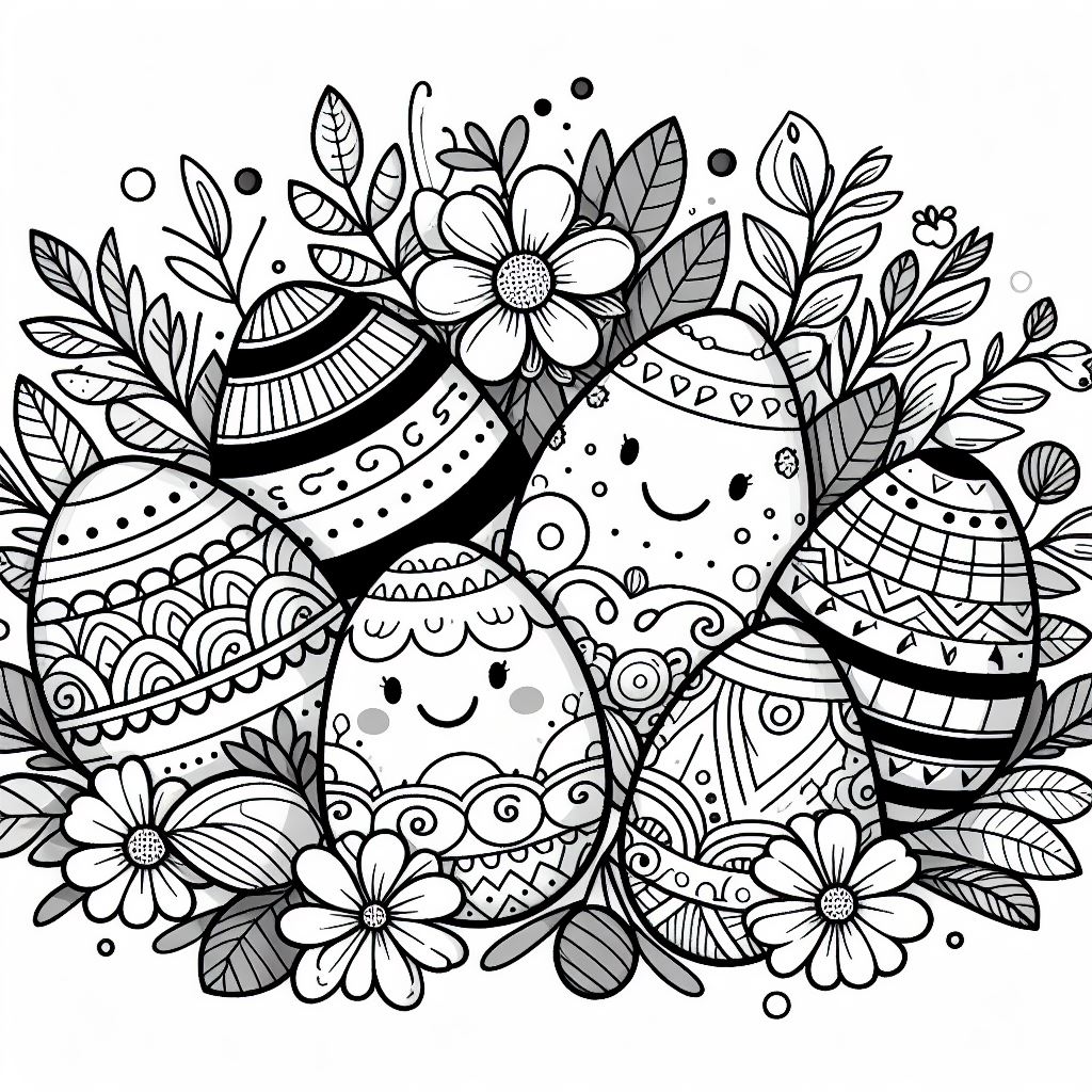 Happy Easter Eggs π£π Coloring Page