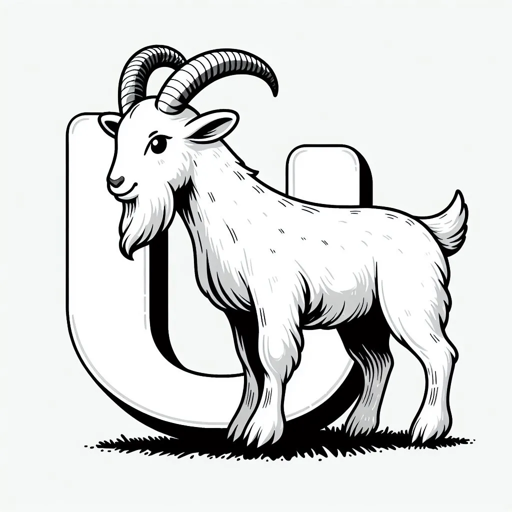 Urial with Letter U 🐑 Coloring Page