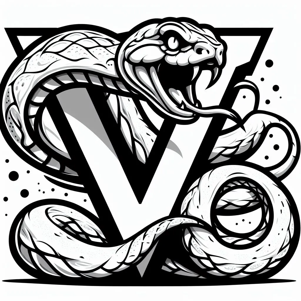 Viper Snake with Letter V 🐍 Coloring Page