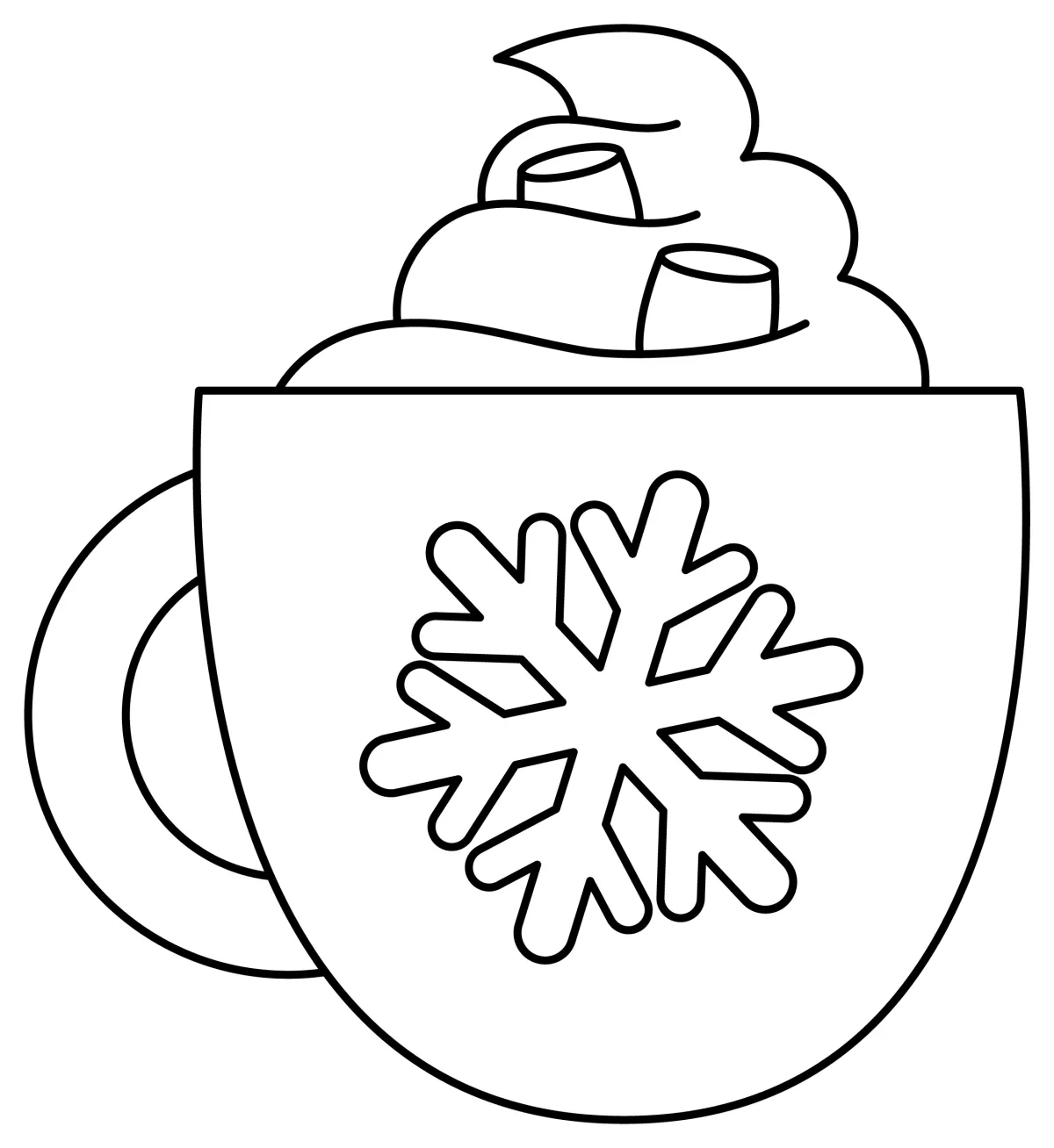 Warm Winter Hot Chocolate with Marshmallows ☕😋❄️ Coloring Page
