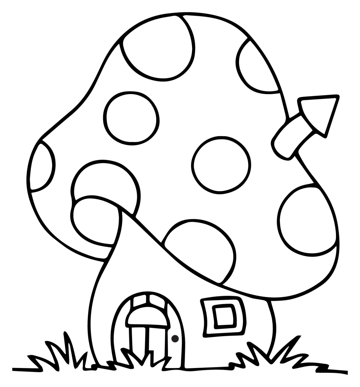 Whimsical Mushroom House with a Friendly Door 🏡🍄🌿 Coloring Page