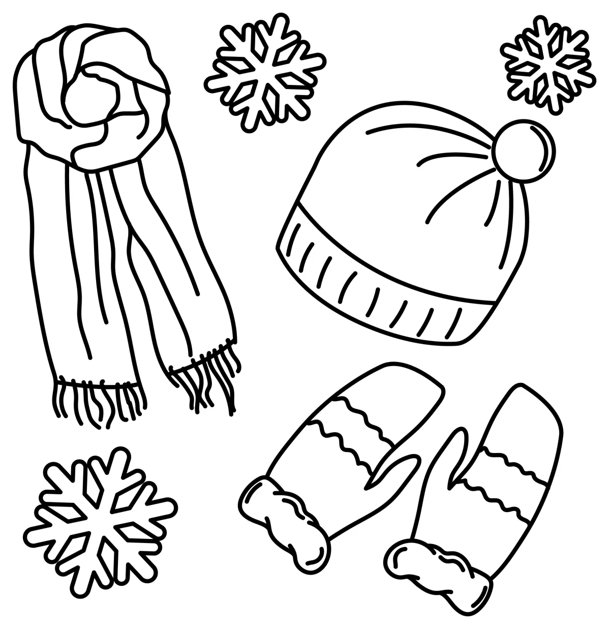 Winter Clothing Collection ❄️🧣🧤 Coloring Page