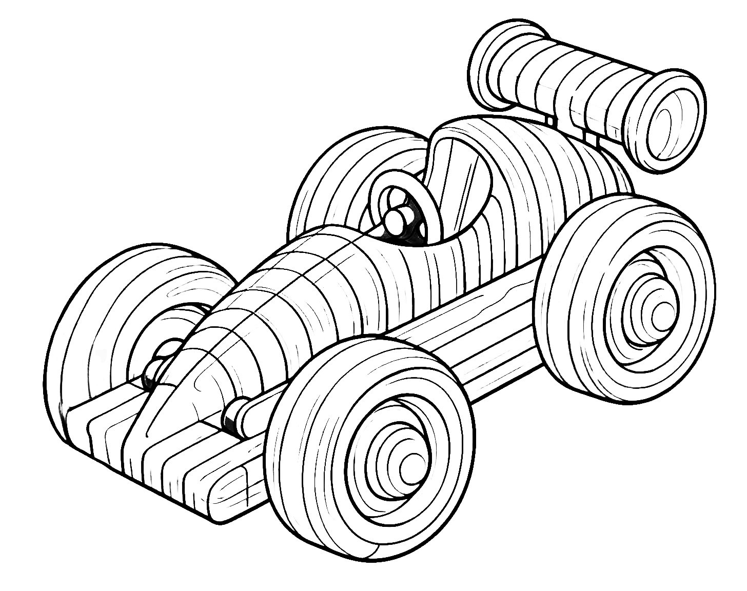 Wooden Rainbow Toy Race Car 🌈🏎️🌟 Coloring Page