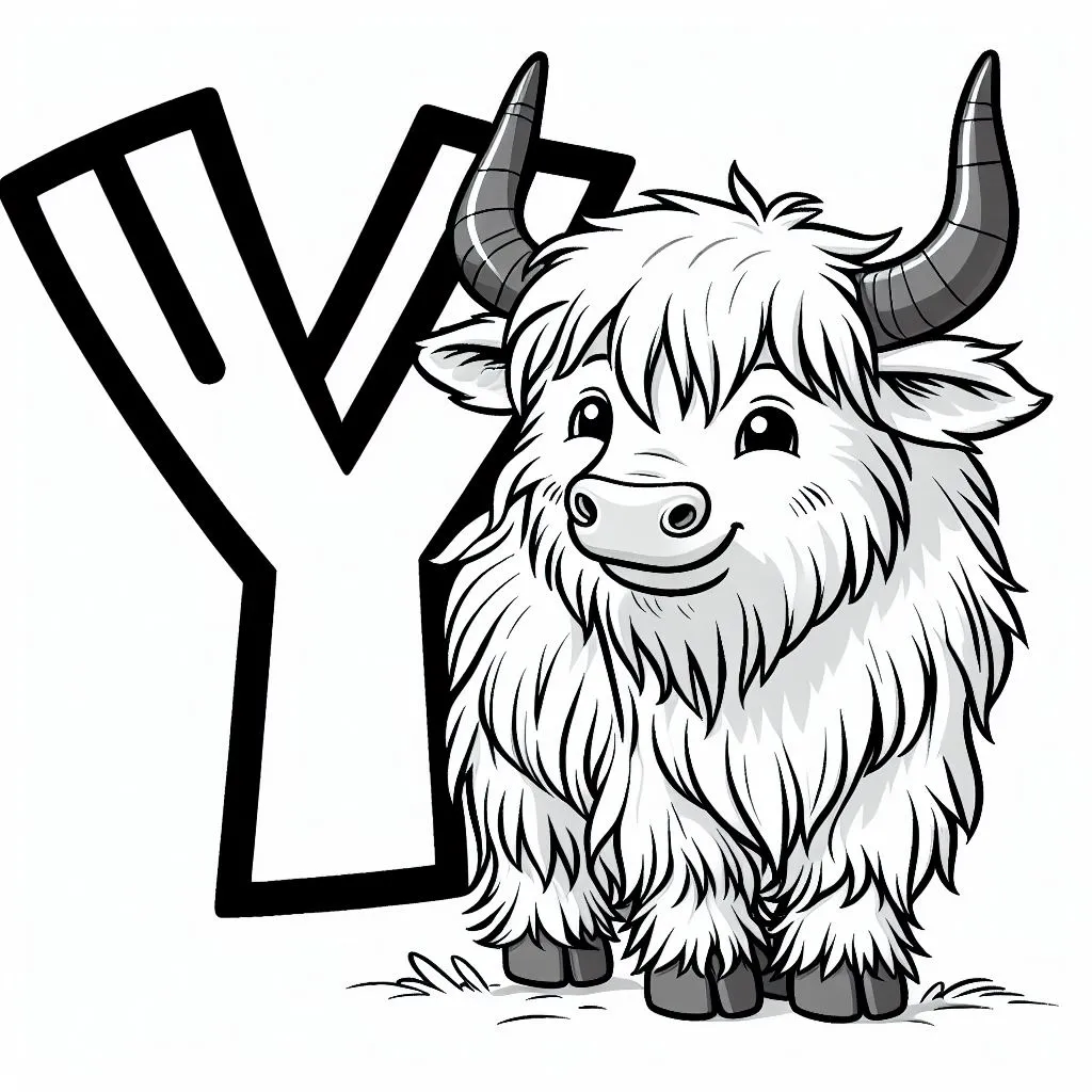 Yak and Letter Y Coloring Page